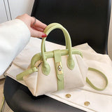 Green Shoulder Bag Short Handle Long Strap Women Handbag