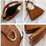 Vintage Armpit Shoulder Bags Large Capacity PU Leather Tote Handbags