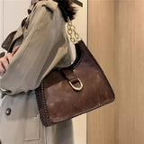 Vintage Armpit Shoulder Bags Large Capacity PU Leather Tote Handbags