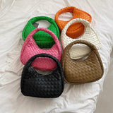 PU Leather Woven Tote Bag for Women Summer Handbag