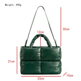 Padded Leather Women Handbags Crossbody Bags Down Cotton Winter Bag