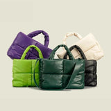 Padded Leather Women Handbags Crossbody Bags Down Cotton Winter Bag