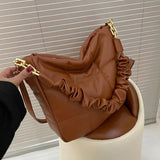 Winter Women Bucket Shoulder Bag PU Leather Crossbody bags Quilted Totes