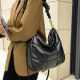 Winter Women Bucket Shoulder Bag PU Leather Crossbody bags Quilted Totes