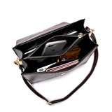 Crocodile Leather Flap Shoulder Bag for Women Coffee