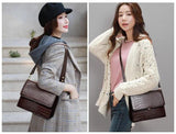 Crocodile Leather Flap Shoulder Bag for Women Coffee
