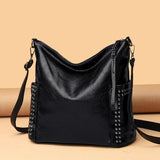 Rivet PU Leather Shoulder Bag High Capacity Women Handbag
