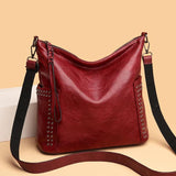 Rivet PU Leather Shoulder Bag High Capacity Women Handbag