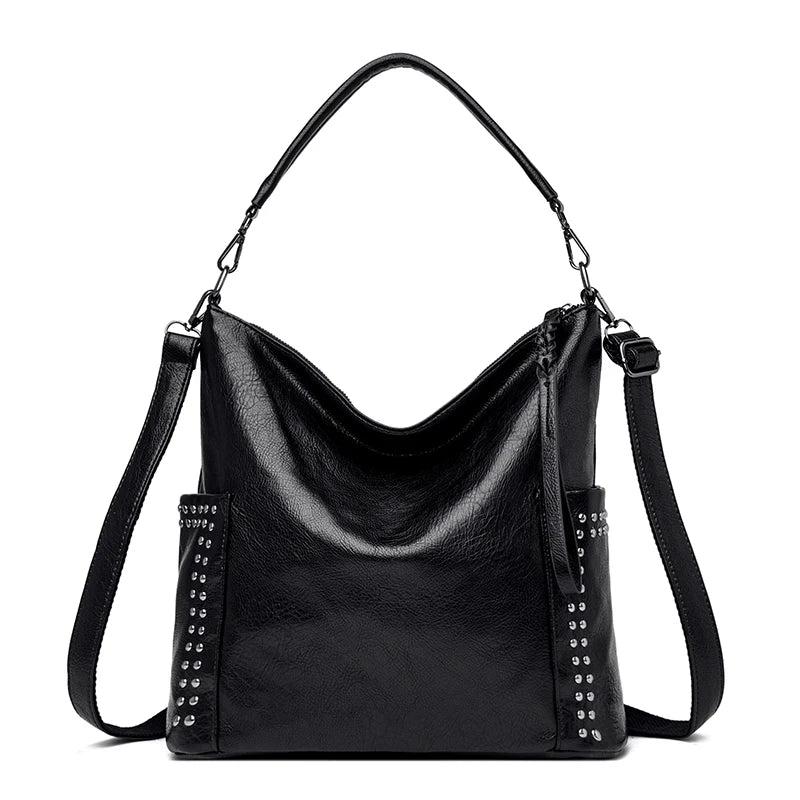 Rivet PU Leather Shoulder Bag High Capacity Women Handbag