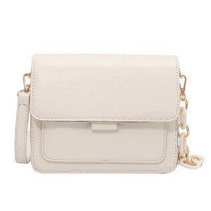 Solid Pu Leather Crossbody Bag for Women Chain Shoulder Handbags