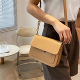 Solid Pu Leather Crossbody Bag for Women Chain Shoulder Handbags