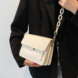 Solid Pu Leather Crossbody Bag for Women Chain Shoulder Handbags