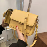 Solid Pu Leather Crossbody Bag for Women Chain Shoulder Handbags