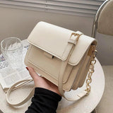 Solid Pu Leather Crossbody Bag for Women Chain Shoulder Handbags