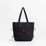 Ruched Canvas Large Tote Bag Drawstring Women Handbags Quilted Padded Shoulder B