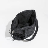 Ruched Canvas Large Tote Bag Drawstring Women Handbags Quilted Padded Shoulder B
