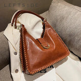 LEFTSIDE Vintage Shoulder Side Bag PU Leather Saddle Handbag