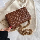 19 Colors Small Shoulder Bag Women Metal Chain PU Leather Handbag