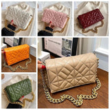 19 Colors Small Shoulder Bag Women Metal Chain PU Leather Handbag