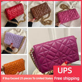 19 Colors Small Shoulder Bag Women Metal Chain PU Leather Handbag