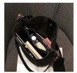 Matte PU Leather Bucket Shoulder Bag Large Capacity Retro Handbag