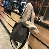 Matte PU Leather Bucket Shoulder Bag Large Capacity Retro Handbag