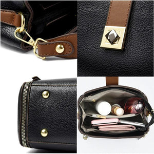 Women Leather Tote Bag Shoulder Crossbody Bucket Handbag