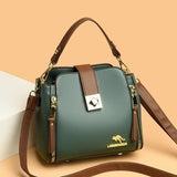 Women Leather Tote Bag Shoulder Crossbody Bucket Handbag