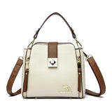 Women Leather Tote Bag Shoulder Crossbody Bucket Handbag