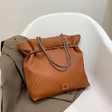 Chain Bucket Bags Pleated Tote for Women Crossbody Bag