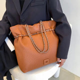 Chain Bucket Bags Pleated Tote for Women Crossbody Bag