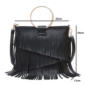 Tassel Women Handbag PU Leather Shoulder Bag Messenger Tote