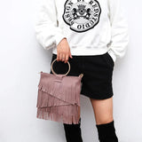 Tassel Women Handbag PU Leather Shoulder Bag Messenger Tote