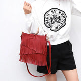 Tassel Women Handbag PU Leather Shoulder Bag Messenger Tote