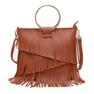 Tassel Women Handbag PU Leather Shoulder Bag Messenger Tote