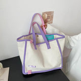 Casual Shoulder Bag Female Big Square Lady Large Capacity Canvas Bags
