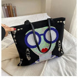 Sequined Women Shoulder Bags Large Capacity Tote Bag Girl Pattern Handbag