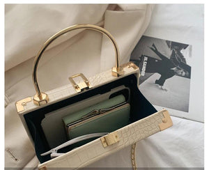 Snakeskin Box Style Purse Handbag Party Clutch Chain Shoulder Bag