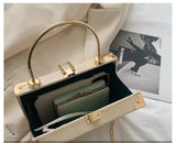 Snakeskin Box Style Purse Handbag Party Clutch Chain Shoulder Bag