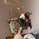 Snakeskin Box Style Purse Handbag Party Clutch Chain Shoulder Bag