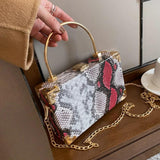Snakeskin Box Style Purse Handbag Party Clutch Chain Shoulder Bag