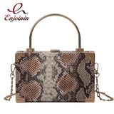 Snakeskin Box Style Purse Handbag Party Clutch Chain Shoulder Bag