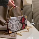 Snakeskin Box Style Purse Handbag Party Clutch Chain Shoulder Bag