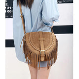Autumn Tassel Crossbody Bag Faux Suede Saddle Bag WLHB3220