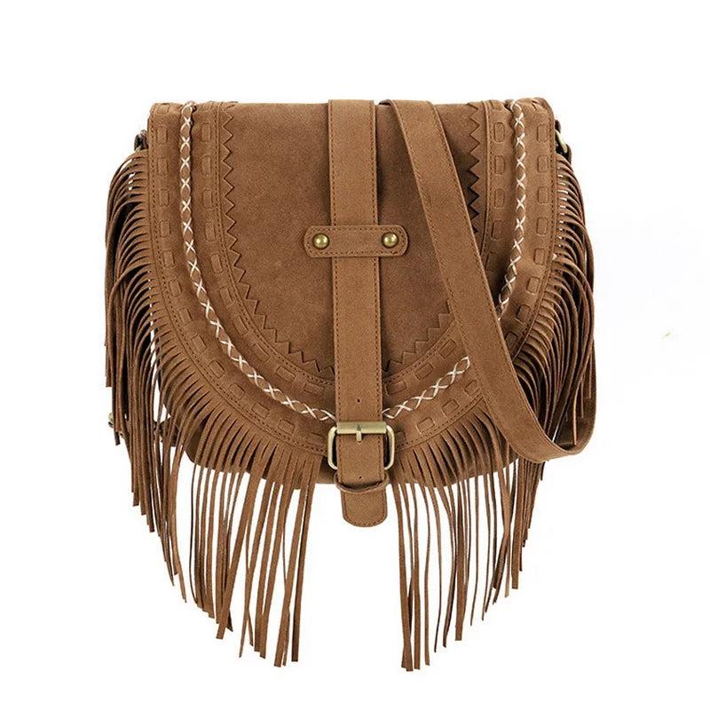 Autumn Tassel Crossbody Bag Faux Suede Saddle Bag WLHB3220