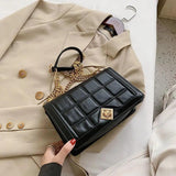 Retro Pu Leather Shoulder Crossbody Bag Tote Chain Handbag