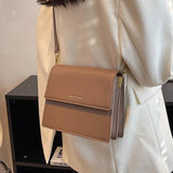 Winter Women Handbags Vintage PU Leather Double Layer Shoulder Crossbody Bags