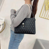 Punk Style Rivet Clutch Bag Skull Purses Large Capacity Satchel