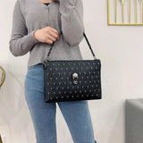 Punk Style Rivet Clutch Bag Skull Purses Large Capacity Satchel