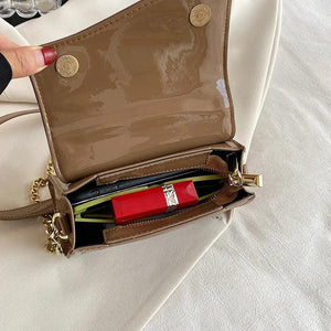Women's Bright Patent Leather Chain Shoulder Crossbody Bag